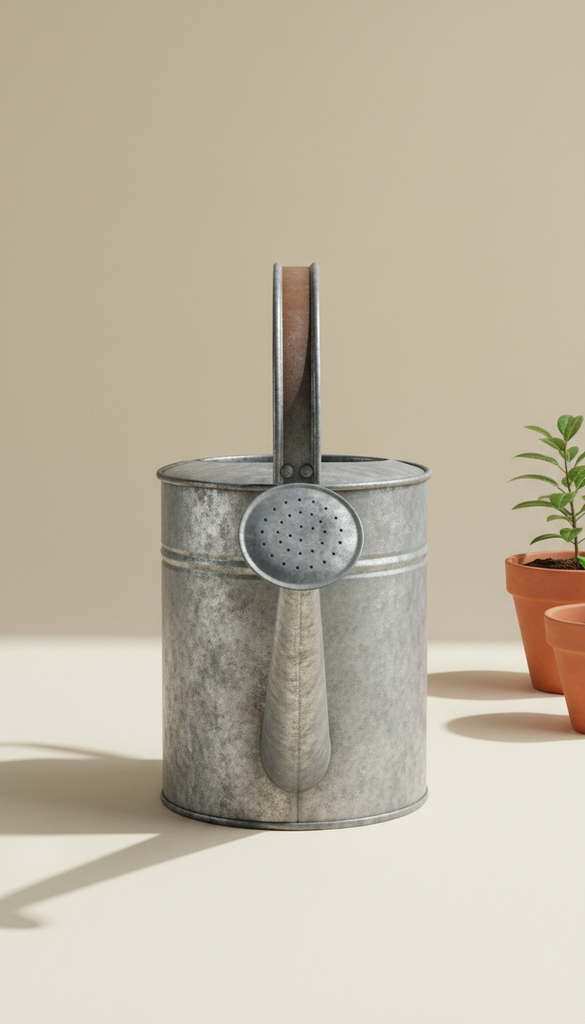 Galvanized Watering Can with Wide Spout